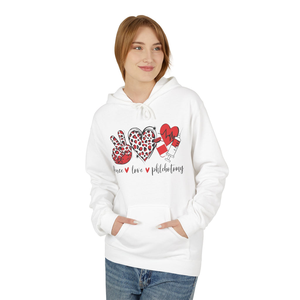 Hoodie — Peace Love Polar Plungers Graphic Pullover (Leopard & Hearts)